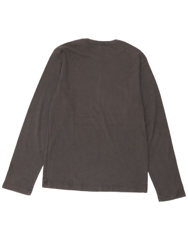 Gap Mens Fitted Top Manga Longa Grande Algodão Cinza