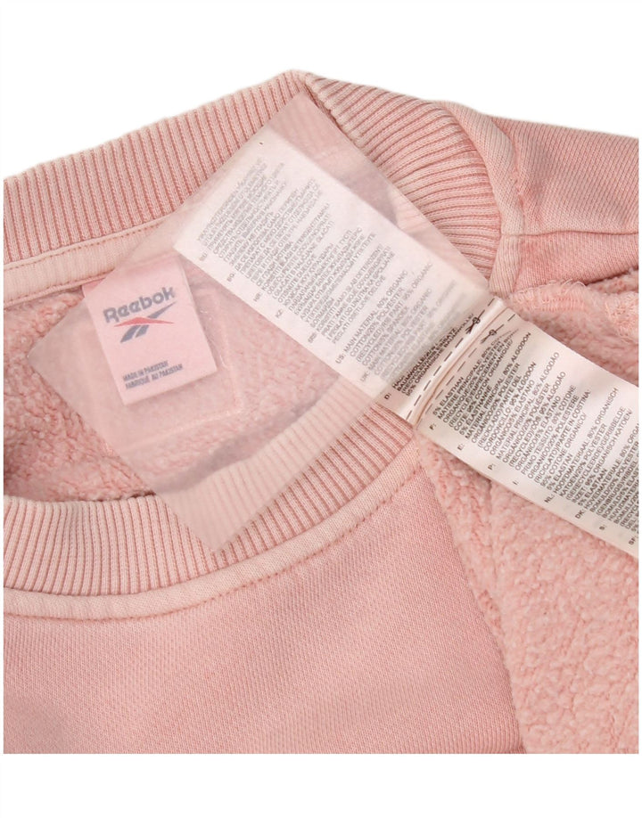 Reebok Womens Crop Oversized Sweatshirt Jumper UK 14 Medium Pink Cotton