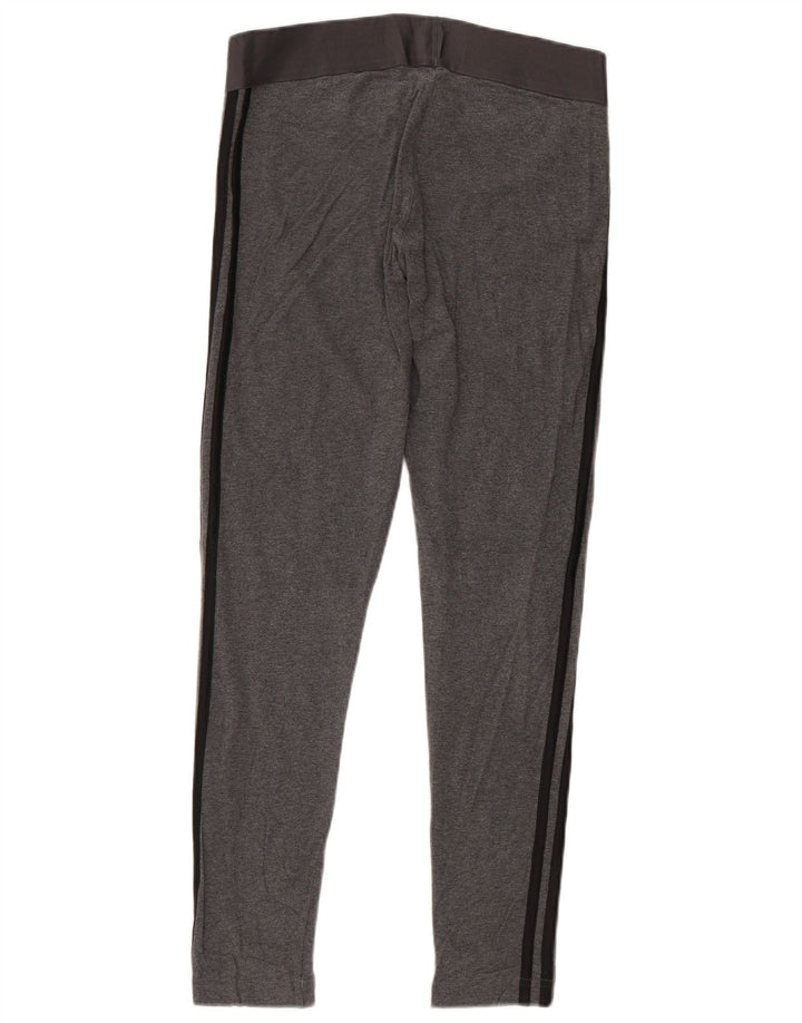 ADIDAS Womens Leggings UK 12/14 Medium  Grey Cotton