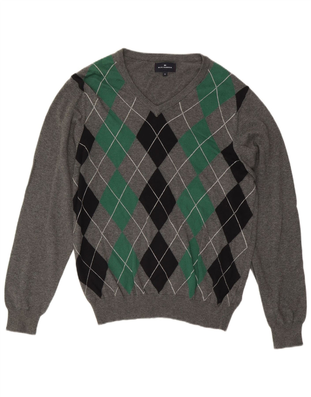 Marks & Spencer Mens Blue Harbour V-Neck Jumper Sweater Medium Grey
