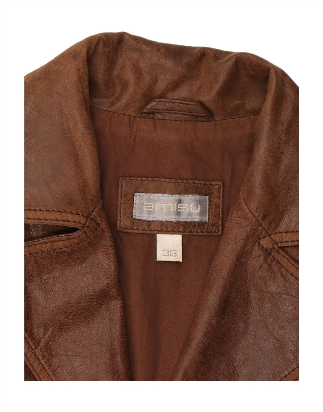 AMISU Womens Leather Jacket EU 38 Medium Brown Leather Vintage AMISU and Second-Hand AMISU from Messina Hembry 