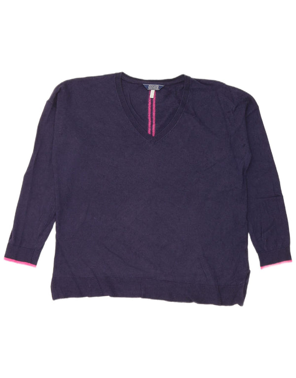 Joules Womens V-Neck Jumper Sweater UK 14 Medium Navy Blue Viscose