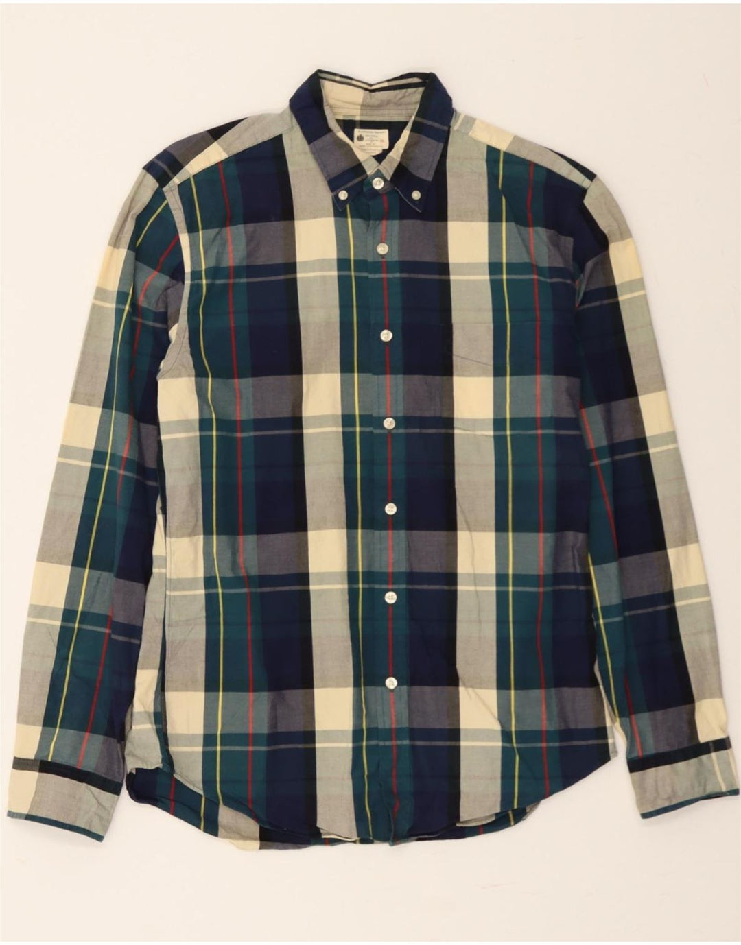 J. CREW Mens Tailored Shirt Medium Navy Blue Check Cotton Vintage J. Crew and Second-Hand J. Crew from Messina Hembry 