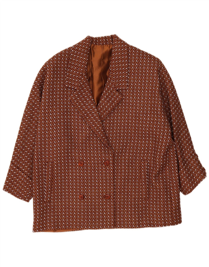 Vintage Womens Oversized Blazer Jacket UK 20 2XL Brown Geometric