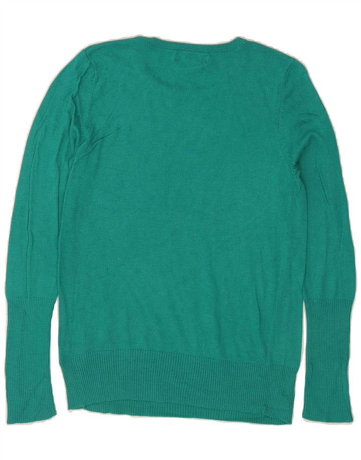 MOSSIMO Womens Crew Neck Jumper Sweater UK 14 Large Turquoise Nylon Vintage Mossimo and Second-Hand Mossimo from Messina Hembry 