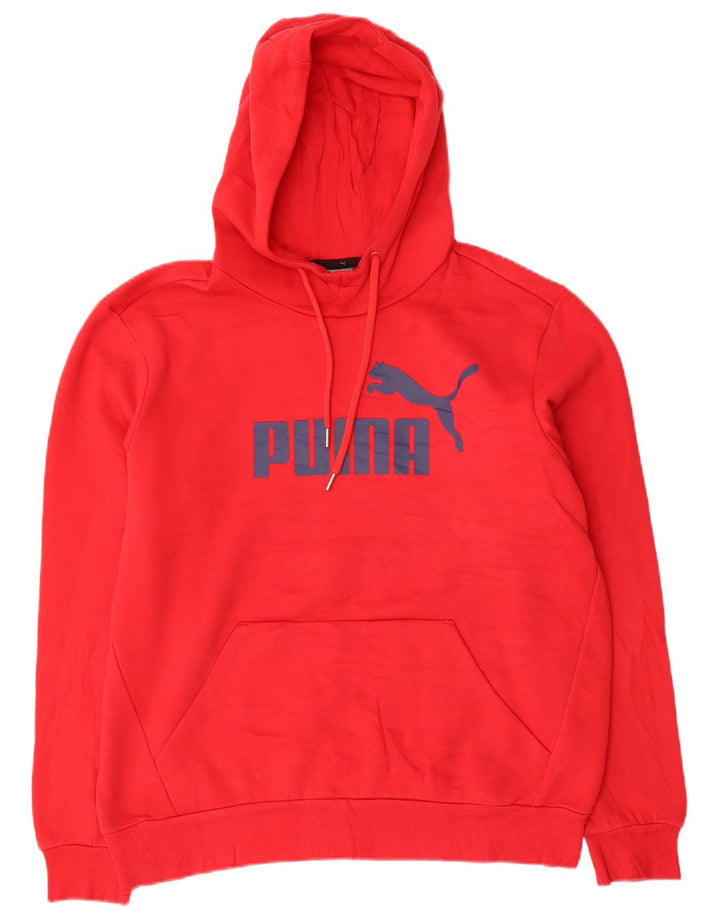 Puma Mens Graphic Hoodie Jumper Medium Red Cotton