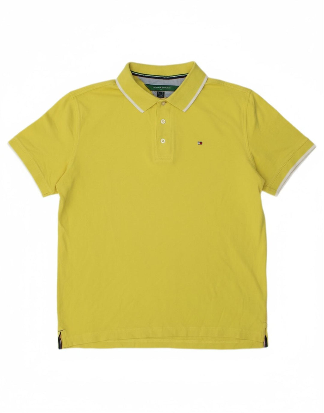 TOMMY HILFIGER Mens Polo Shirt Medium Yellow Cotton