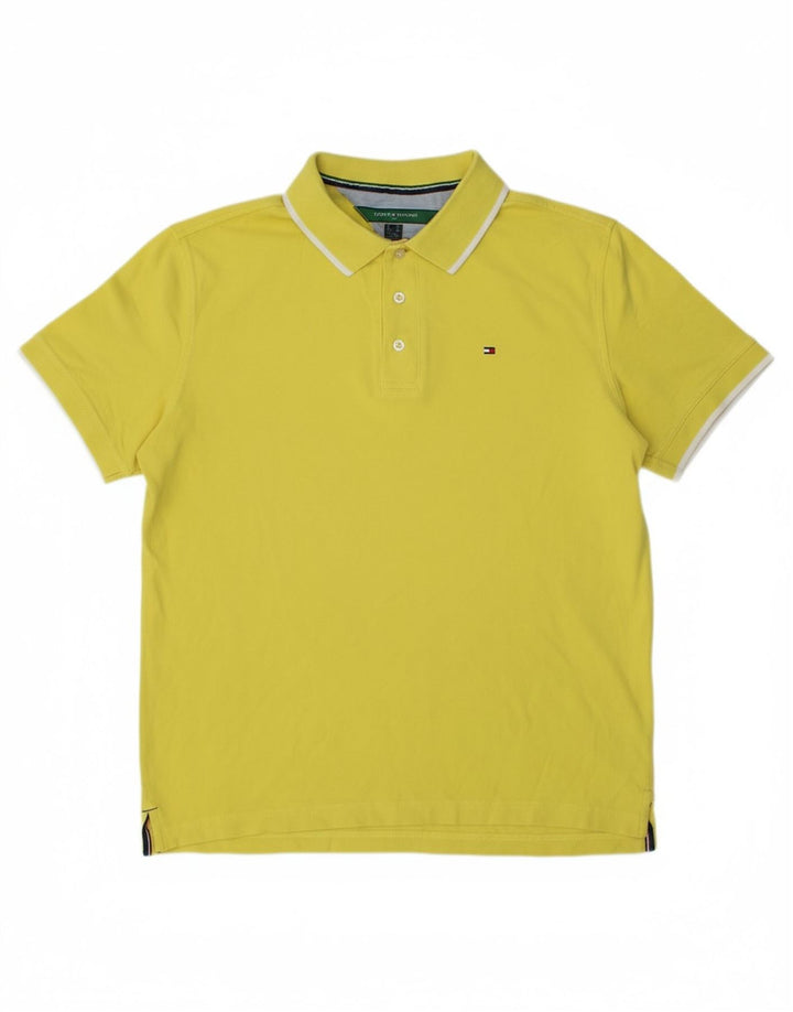 TOMMY HILFIGER Mens Polo Shirt Medium Yellow Cotton