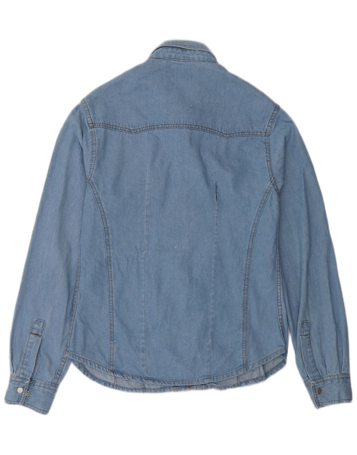 Camicia di jeans vintage da donna UK 14 grande blu