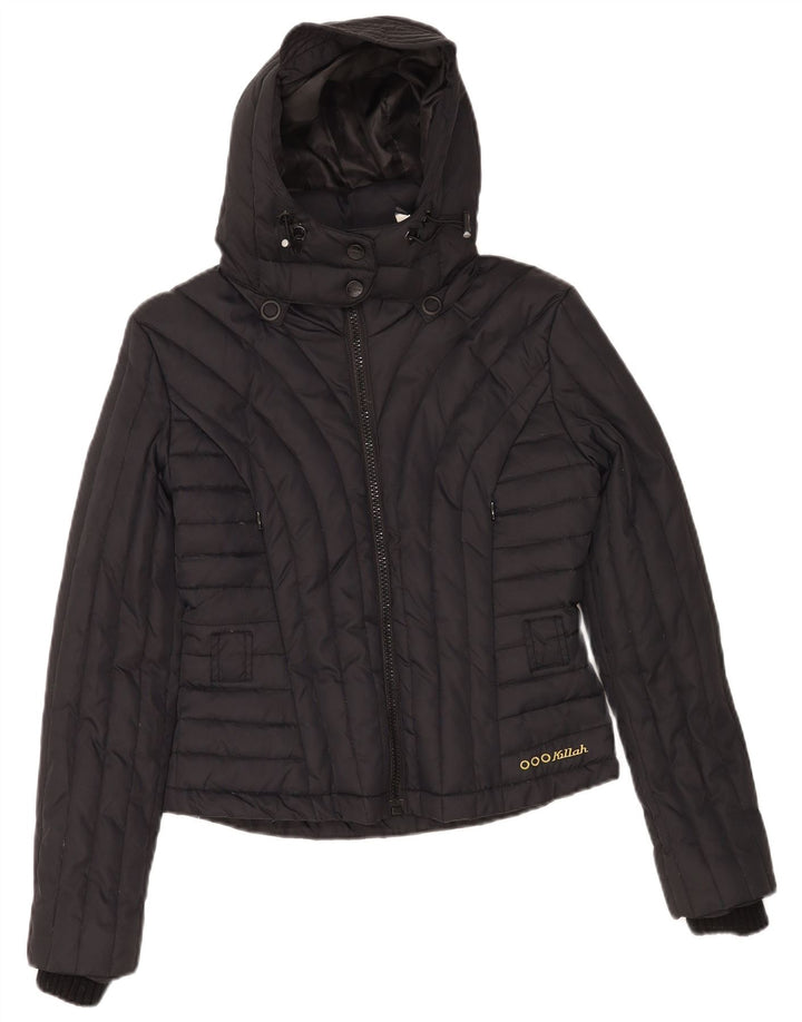 Killah Womens Hooded Padded Jacket UK 14 Medium Black Nylon