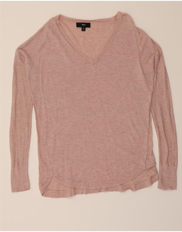 MOSSIMO Womens V-Neck Jumper Sweater UK 14 Medium Pink Nylon Vintage Mossimo and Second-Hand Mossimo from Messina Hembry 