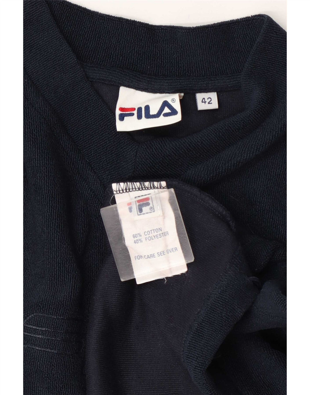 Fila Womens Graphic Sweatshirt Jumper IT 42 Medium Navy Blue Cotton