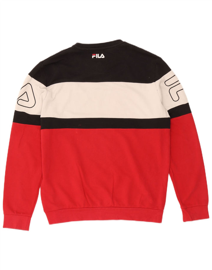 Fila Mens Graphic Sweatshirt Jumper Large Red Colourblock Cotton