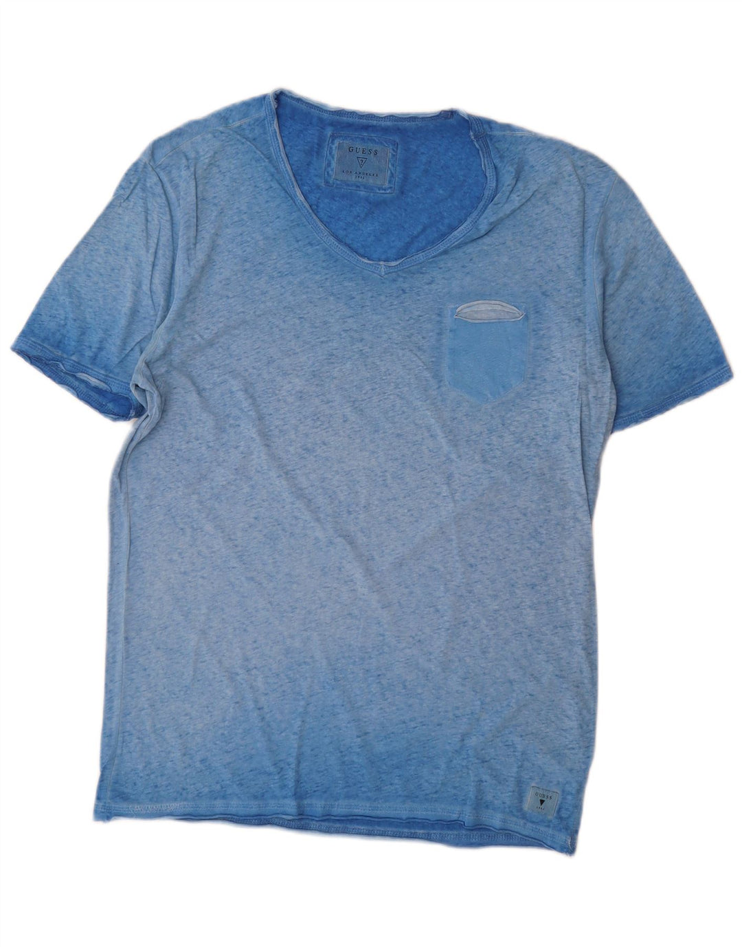Guess Mens T-Shirt Top Large Blue Flecked