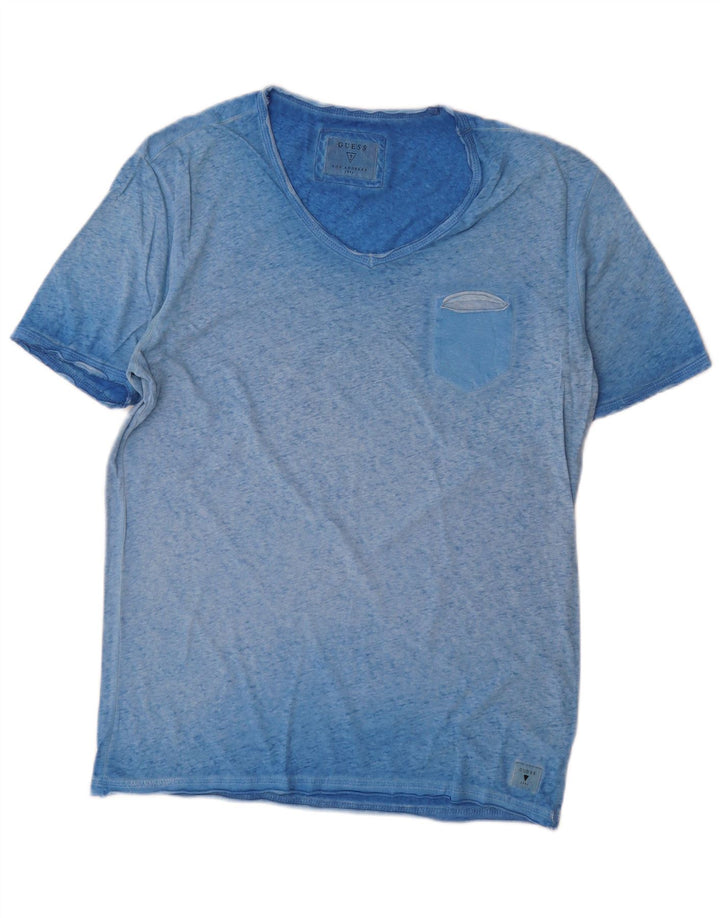 Guess Mens T-Shirt Top Large Blue Flecked