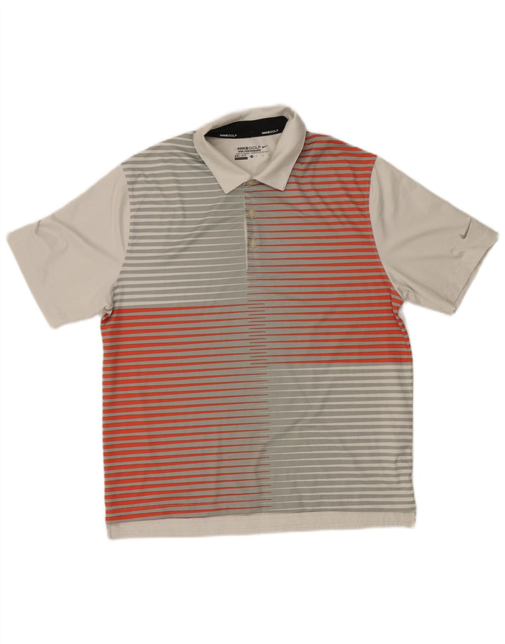 Nike Dri Fit poloshirt til mænd mellem grå stribet