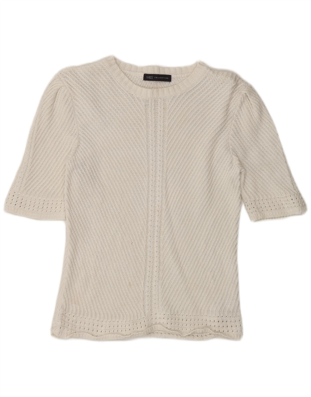 Marks & Spencer Womens Boat Neck Jumper Sweater UK 14 Medium Off White