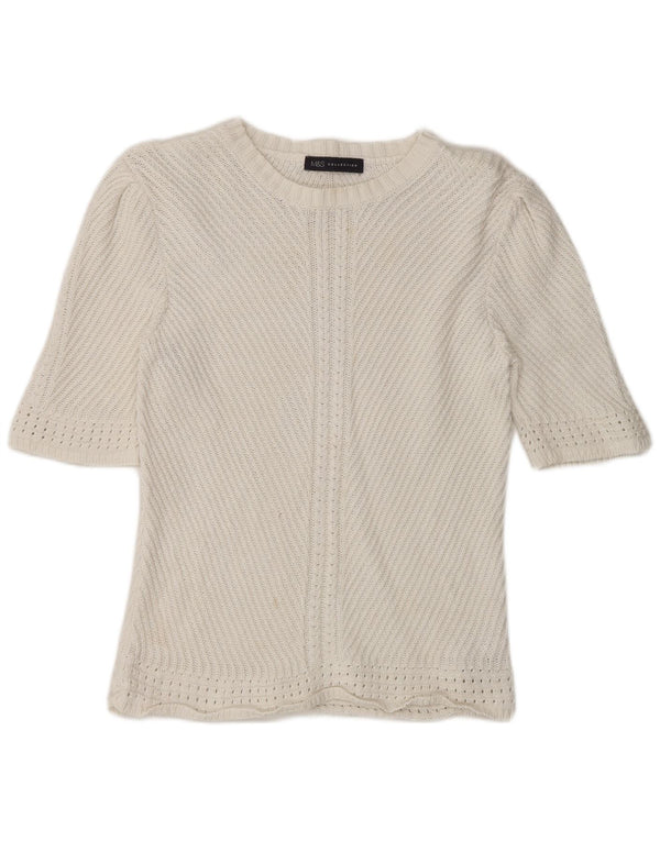 Marks & Spencer Womens Boat Neck Jumper Sweater UK 14 Medium Off White