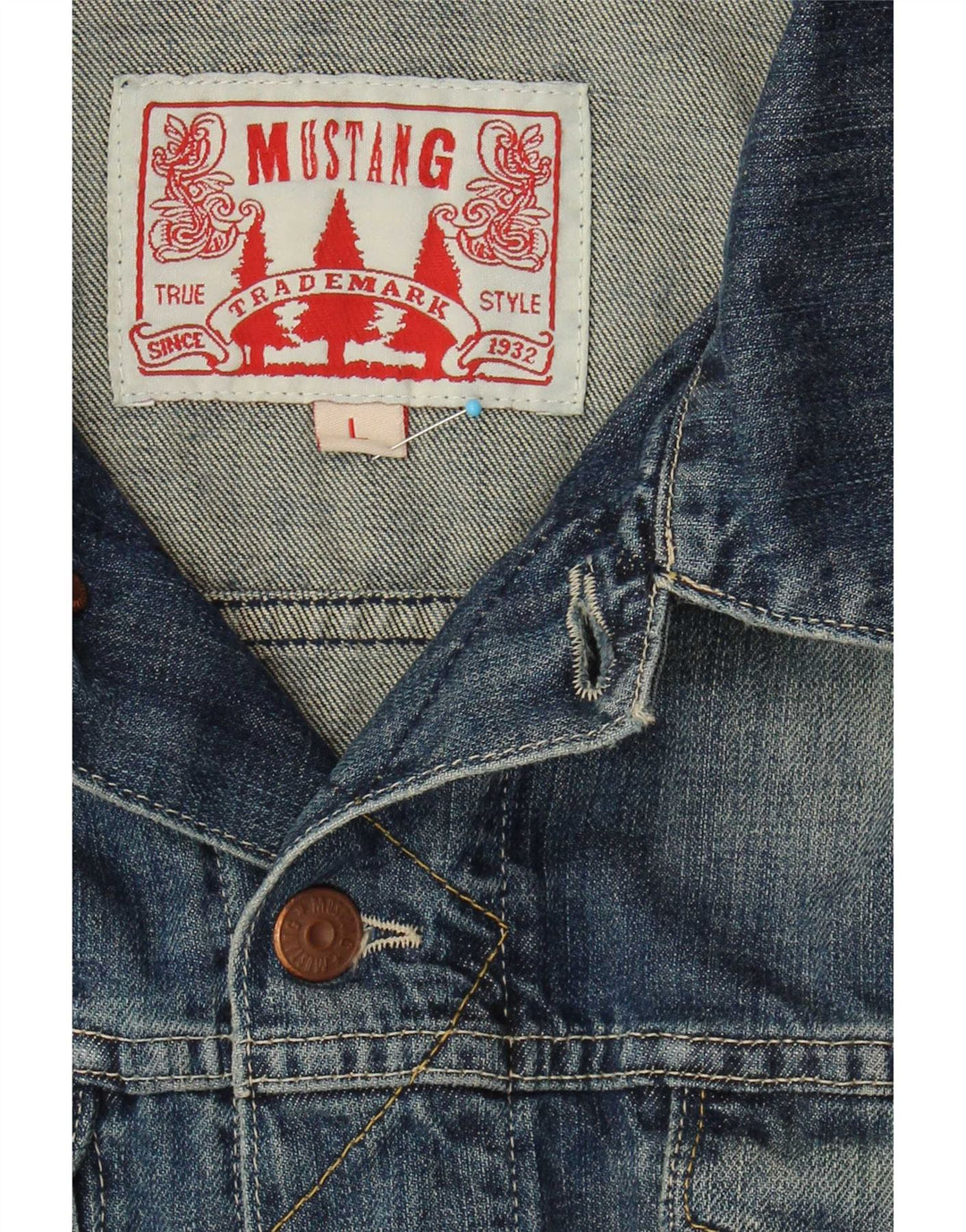 Mustang Mens Denim Jacket UK 40 Large Blue Cotton
