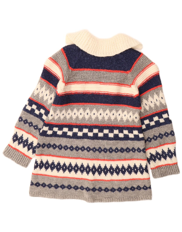 Vintage Womens Cardigan Sweater UK 12 Medium Grey Geometric