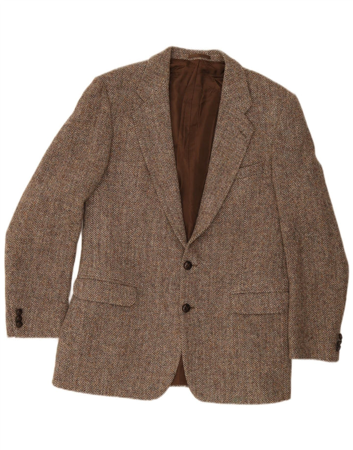 Harris Tweed Veste blazer St. Michael pour homme UK 40 grands chevrons marron