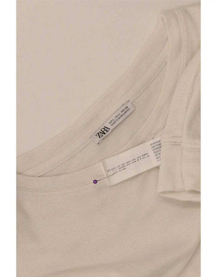 Zara Mens Top Long Sleeve Large White Cotton