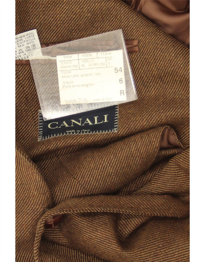 Canali Mens 3 Button Blazer Jacket IT 54 2XL Brown Virgin Wool