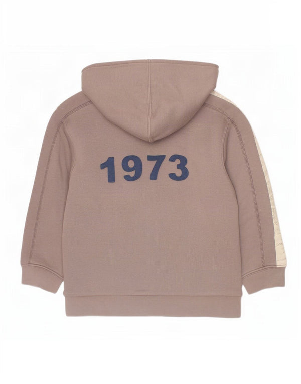 Timberland Boys Graphic Zip Hoodie Sweater 4-5 Years Brown Cotton