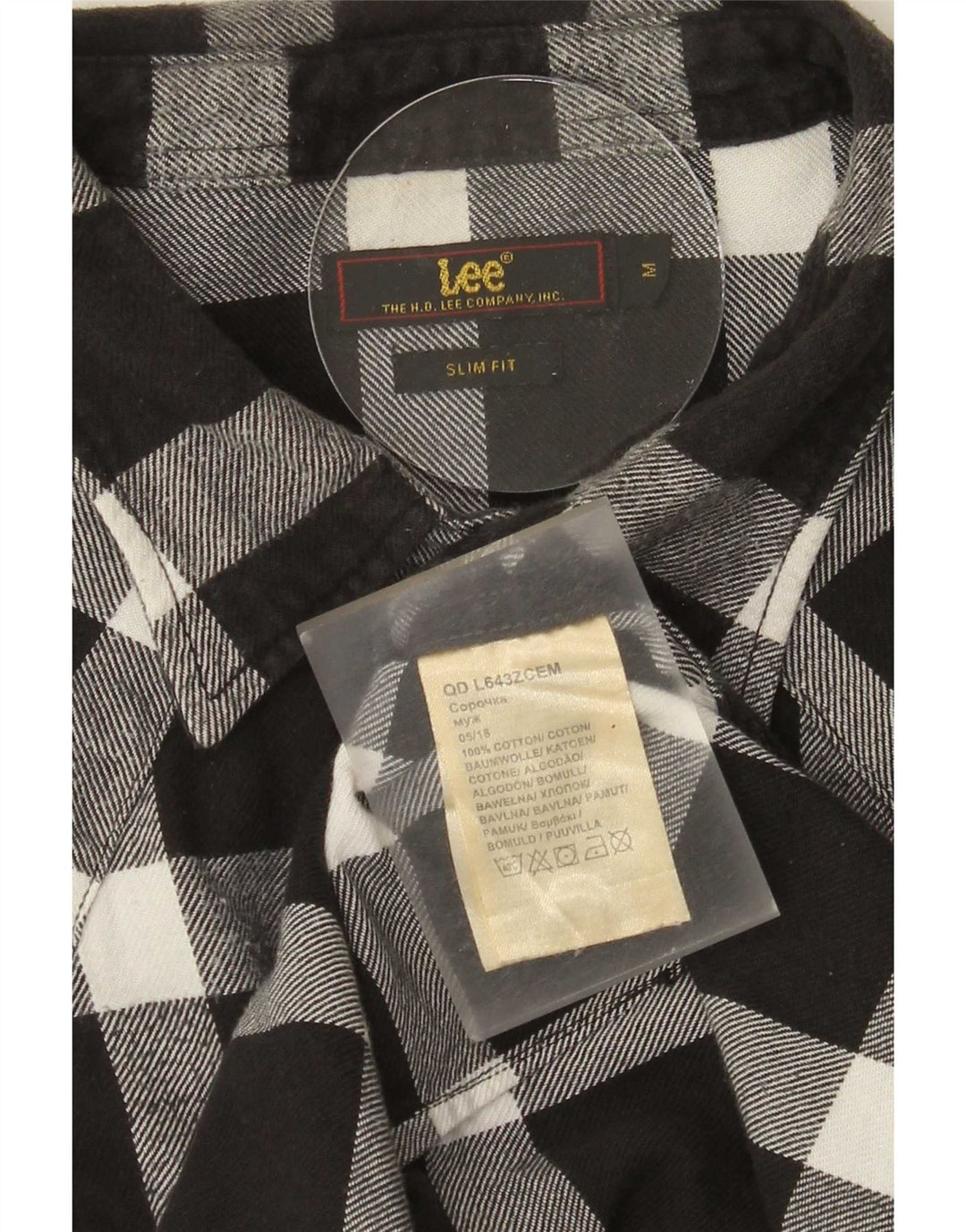 Lee Mens Slim Fit Flannel Shirt Medium Black Check Cotton