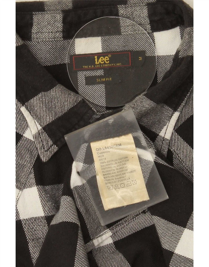 Lee Mens Slim Fit Flannel Shirt Medium Black Check Cotton
