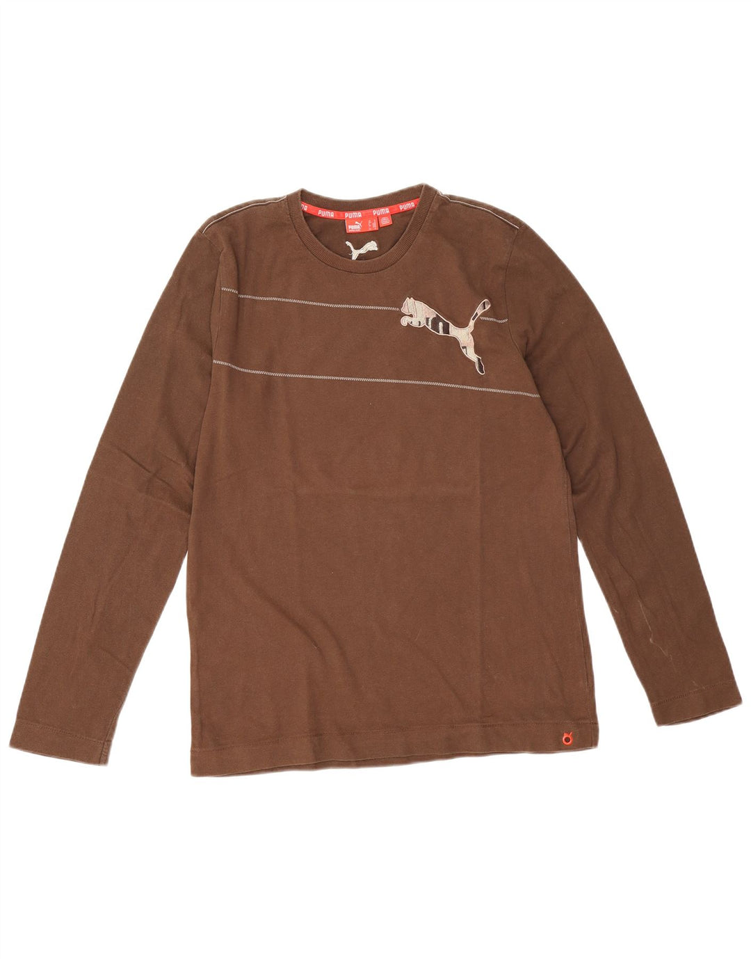 Puma Mens Top Long Sleeve Medium Brown Cotton