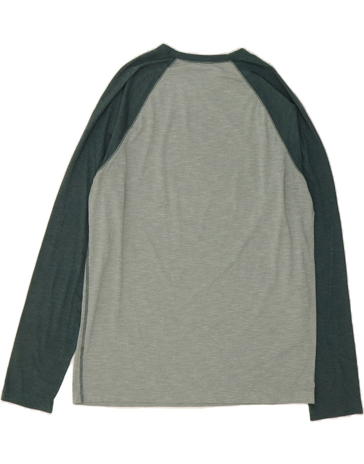 J. CREW Mens Performance Top Long Sleeve Medium Green Colourblock Vintage J. Crew and Second-Hand J. Crew from Messina Hembry 