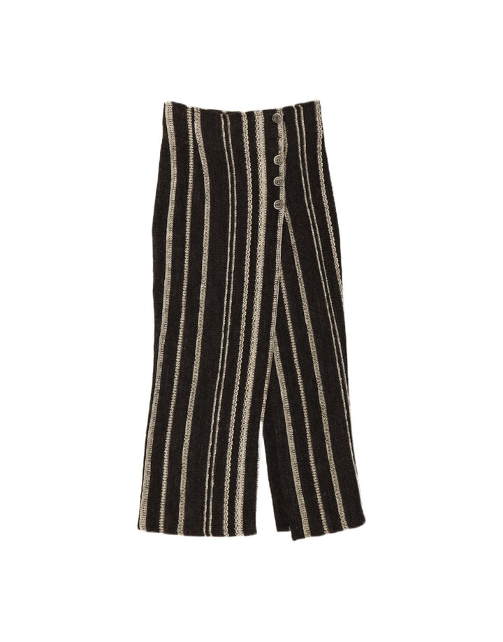 PLEASE Womens Maxi Skirt W26 L34 Black Striped Wool Vintage Please and Second-Hand Please from Messina Hembry 
