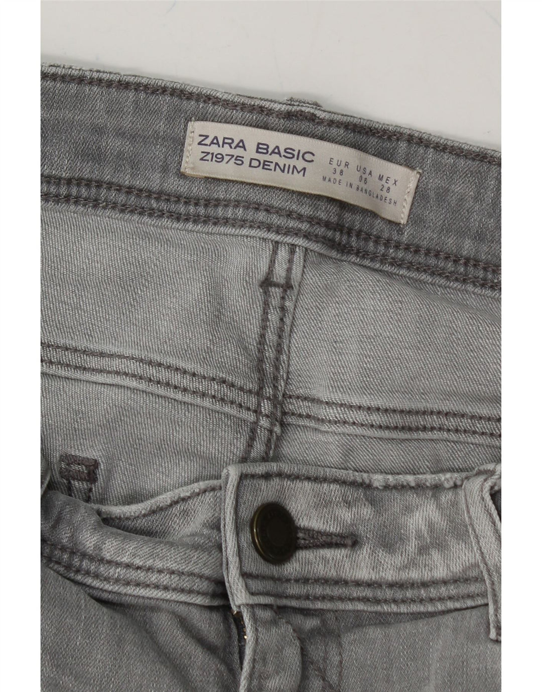 ZARA Womens Slim Jeans EU 38 Small W28 L25 Grey Floral Polyester Vintage Zara and Second-Hand Zara from Messina Hembry 