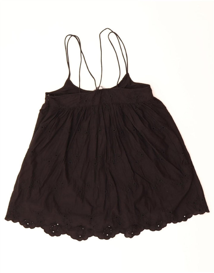 ZARA Womens Cami Top UK 12 Medium Black Cotton Vintage Zara and Second-Hand Zara from Messina Hembry 