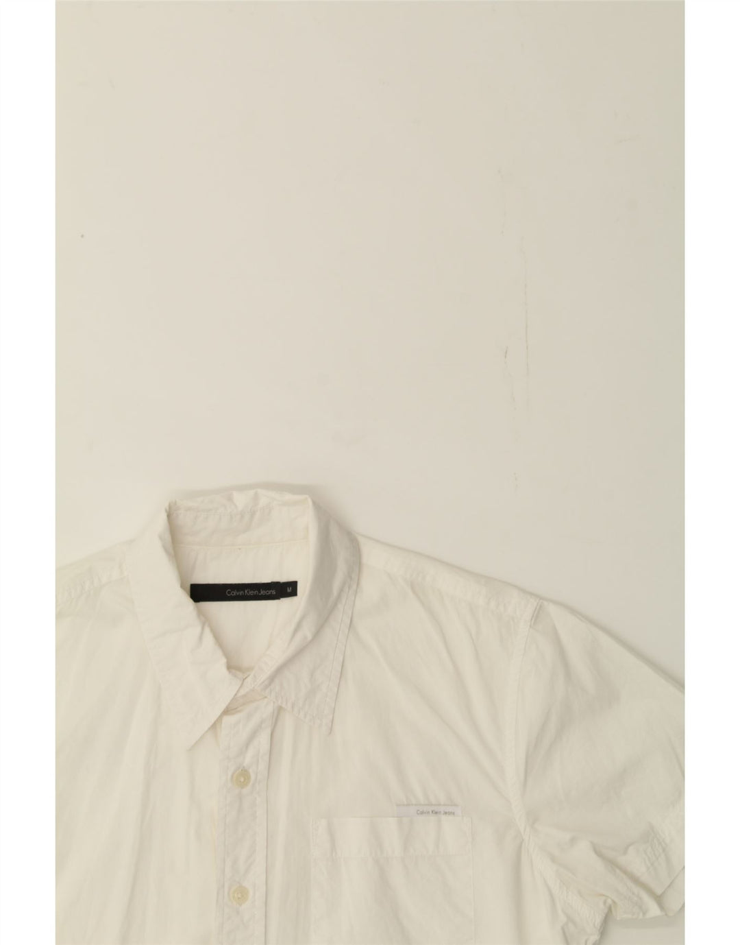 CALVIN KLEIN JEANS Mens Short Sleeve Shirt Medium White Cotton Vintage Calvin Klein Jeans and Second-Hand Calvin Klein Jeans from Messina Hembry 