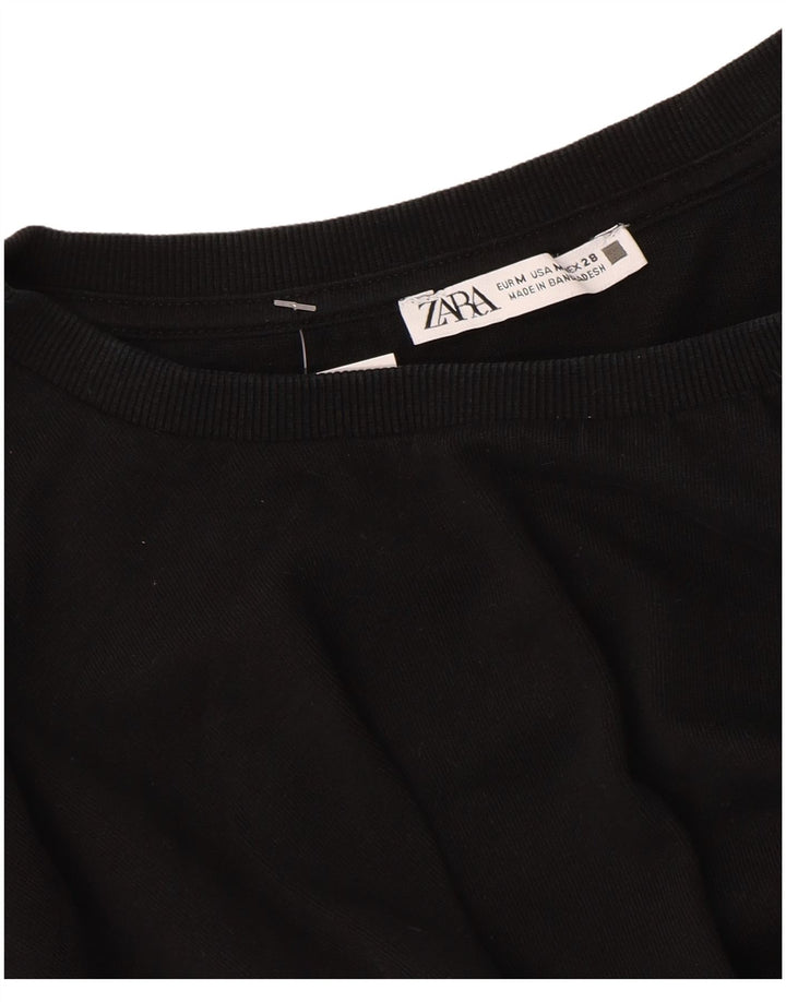 ZARA Womens Oversized Crop T-Shirt Top UK 14 Medium Black