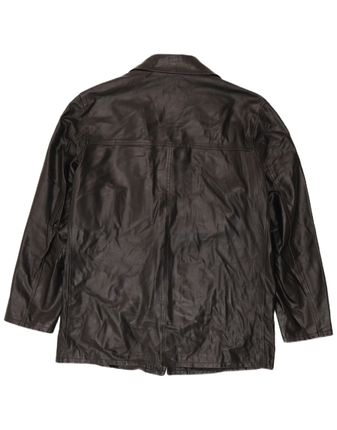 VINTAGE Mens Leather Jacket IT 52 XL Black Leather