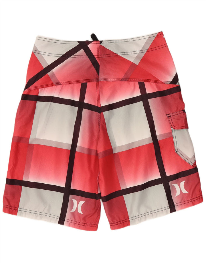 HURLEY Short de Bain Homme Polyester à Carreaux Rouge Moyen