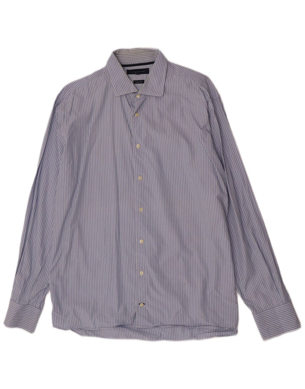 Camicia da uomo Regular Fit Tommy Hilfiger XL in cotone a righe blu