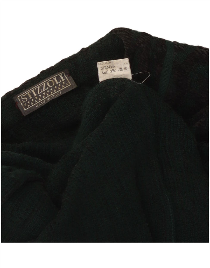 STIZZOLI Womens Abstract Pattern Cardigan Sweater IT 52 2XL Green Wool
