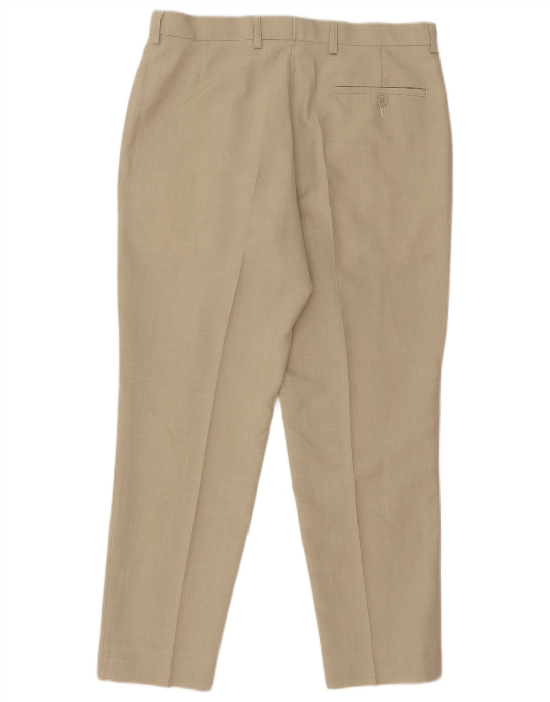 Marks & Spencer Mens Straight Suit Trousers W34 L28 Beige Polyester