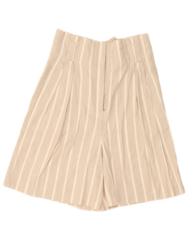 Massimo Dutti Damen-Bermudashorts mit hoher Taille, EU 36, XS, W26, Beige gestreift