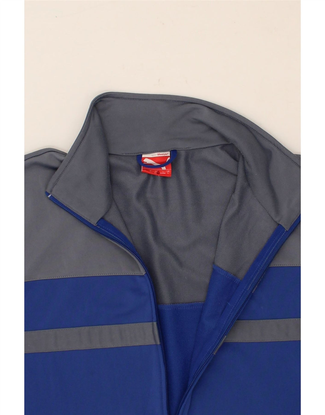 PUMA Mens Tracksuit Top Jacket Large Blue Colourblock Polyester Vintage Puma and Second-Hand Puma from Messina Hembry 
