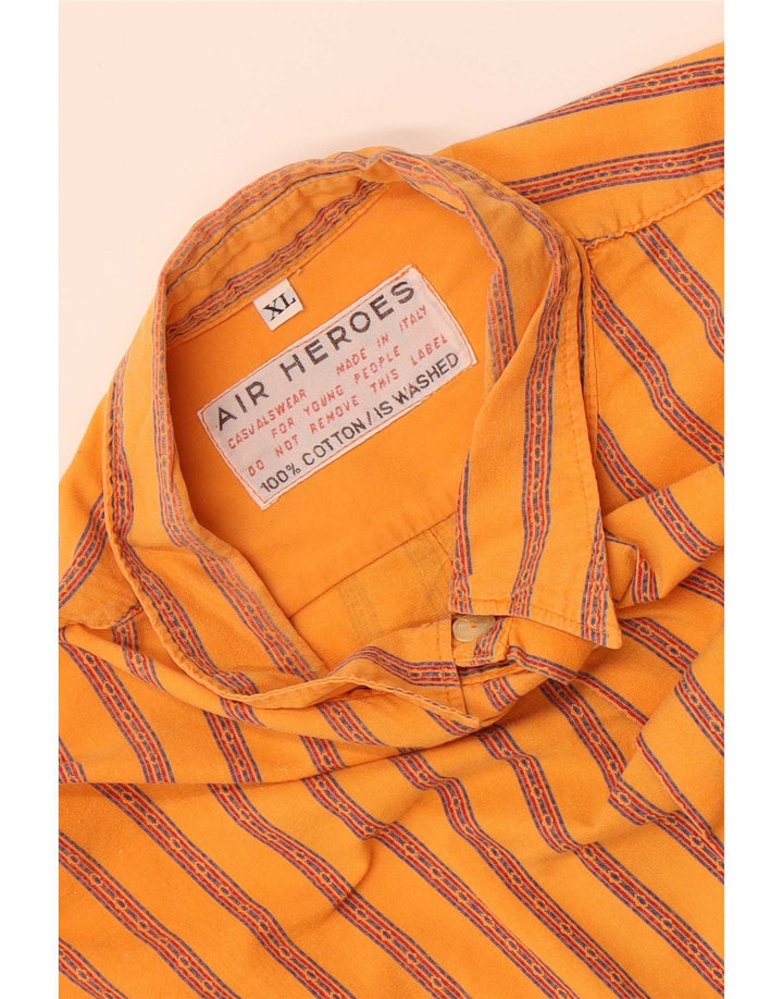 Vintage Mens Shirt XL Orange Striped Cotton