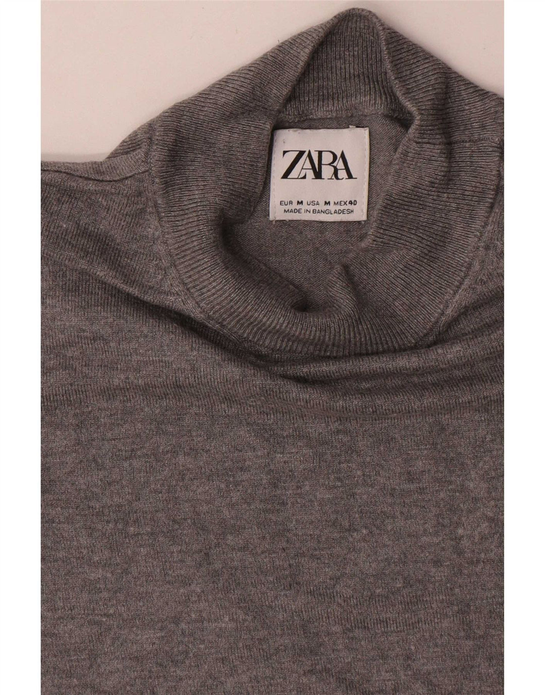 Zara Mens Short Sleeve Turtle Neck Jumper Sweater Medium Grey Viscose