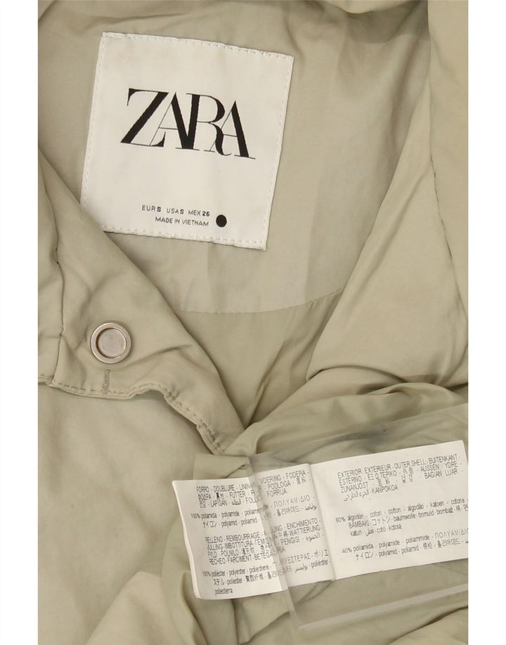 Zara Womens Oversized Padded Jacket UK 10 Small Grey Cotton