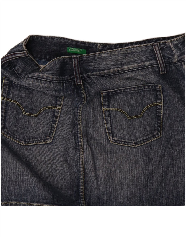 Benetton Womens Mini Denim Skirt IT 44 Medium W32  Blue Cotton