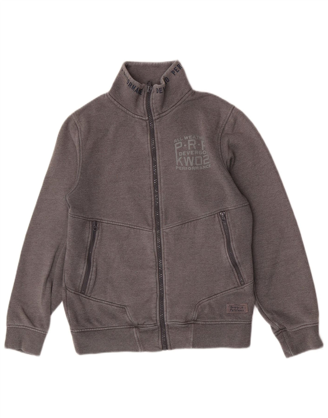 vintage Mens Survêtement Top Veste Gris Moyen Coton