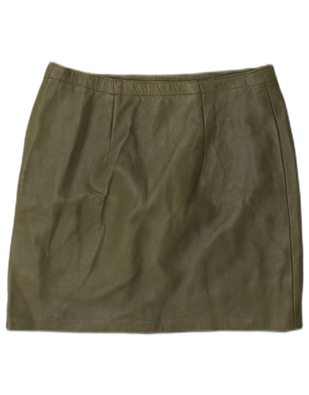 Vintage Womens Graphic Mini Leather Skirt W26 Small Khaki